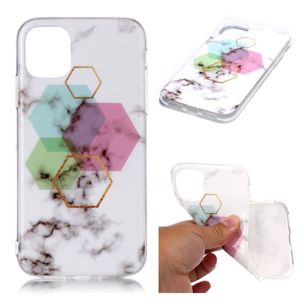 Marble design iPhone 11 Pro cover - Sekskantet Marmor Multicolor