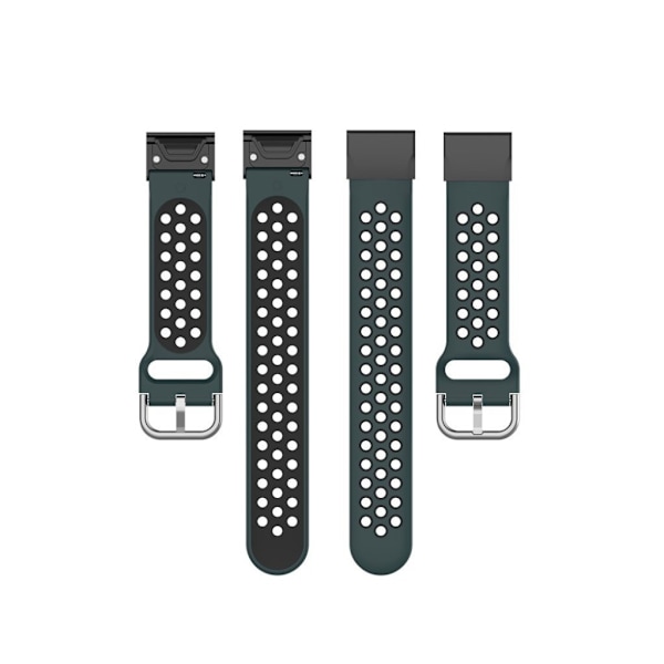 Kaksivärinen kellonauha Garmin Fenix -kelloon - Tummanvihreä / Musta Green