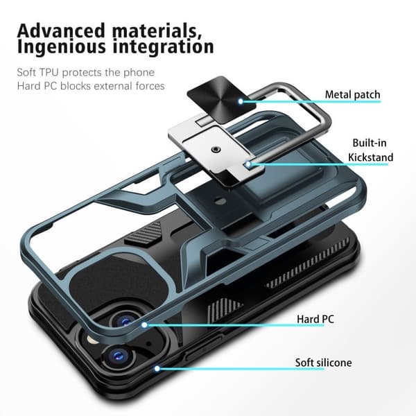 Shockproof Hybrid Suojakuori With Kickstand For iPhone 13 Mini - Sininen Blue