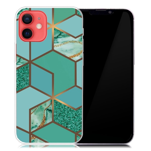 Marble design iPhone 13 Mini cover - Blågrøn Marmorflise Green