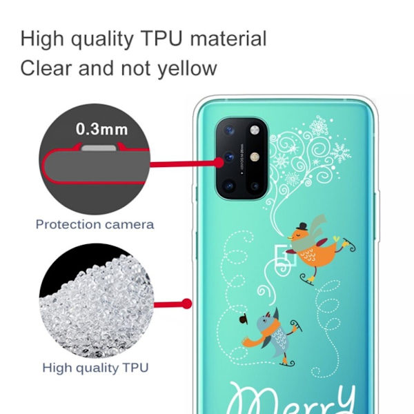 Christmas OnePlus 8T etui - Skiing Birds White