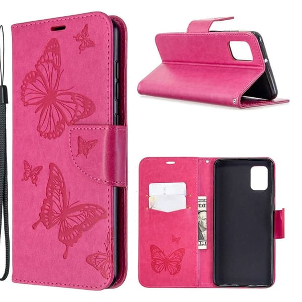 Butterfly Samsung Galaxy A31 Etui - Rose Pink