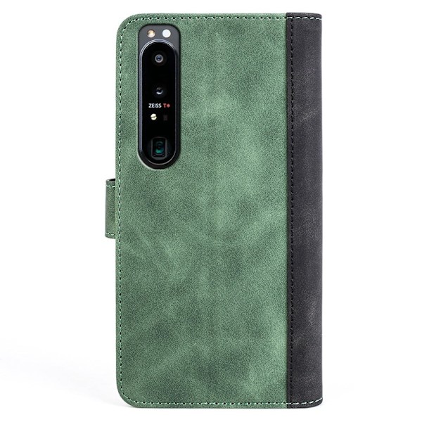Tvåfärgat Sony Xperia 1 IV fodral i läder - Grön Grön