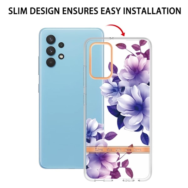 Supertunt och tåligt mjukpärmfodral för Samsung Galaxy A32 - Lila Begonia Lila