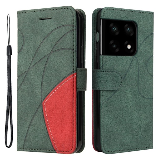Teksturoitu nahkakotelo hihnalla OnePlus 10 Pro - Vihreä Green