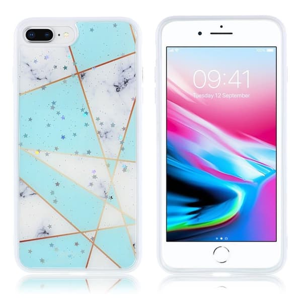Marble design iPhone 7 Plus kotelot - Vauvasininen / Valkoinen White