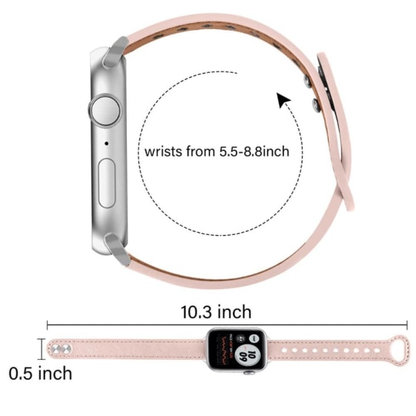 Apple Watch Series 8 (41mm) urrem i ægte okselæder - Lyserød Pink