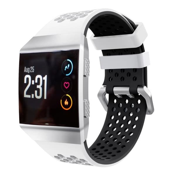 Fitbit Ionic To-farvet silikone rem - Hvid/sort White