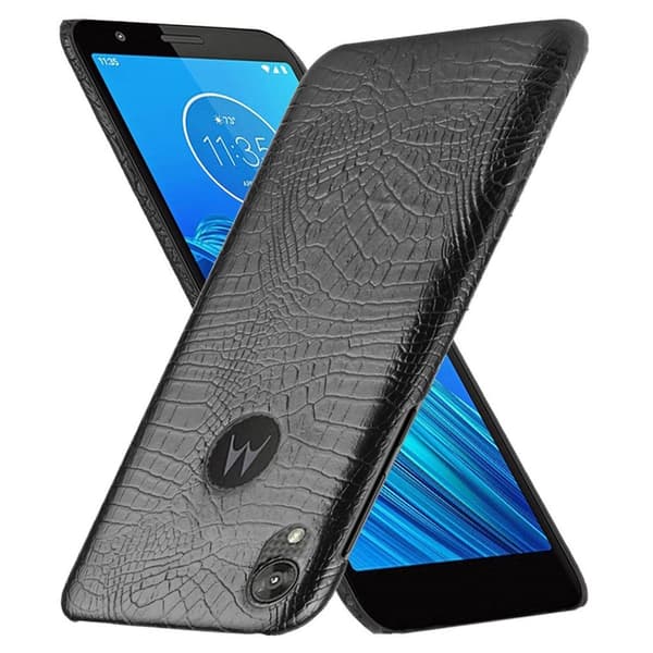 Croco Motorola Moto E6 etui - Svart Black