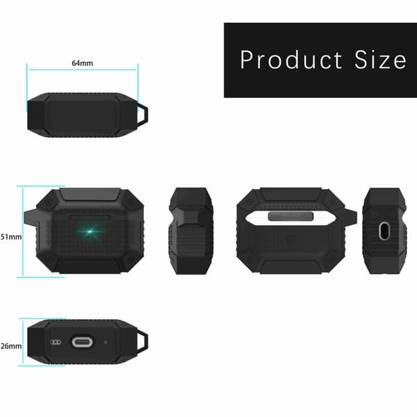 AirPods Pro 2 kraftigt fodral med karbinhake - Grön Grön