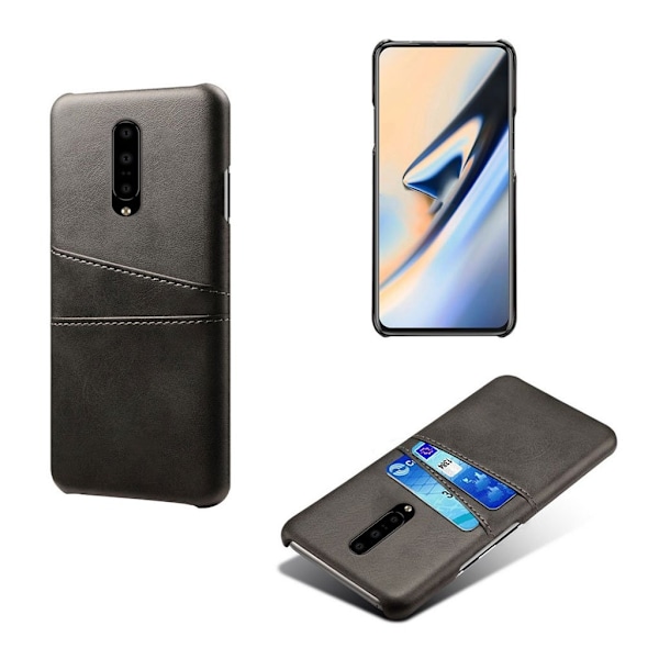 OnePlus 7 Pro kaksinkertainen korttipaikka nahkakotelo - Musta Black