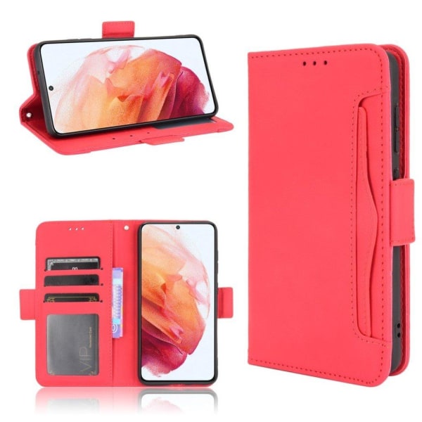 Modernt Samsung Galaxy S21 FE fodral med plånbok - Röd Röd