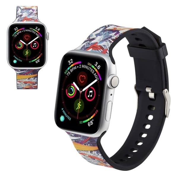 Apple Watch Series 5 44mm Mønster silikone urrem - Plant Multicolor