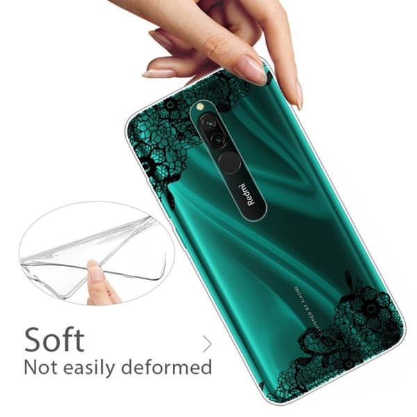 Deco Xiaomi Redmi 8 deksel - Svart Flower Black