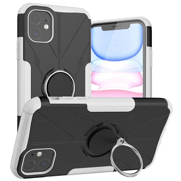 Kickstand-skydd med magnetisk platta för iPhone 11 - Vit Vit