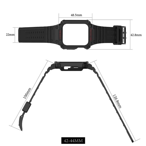 Apple Watch (45mm) kontrastivärinen TPU-kellohihna - Musta / Punainen Red