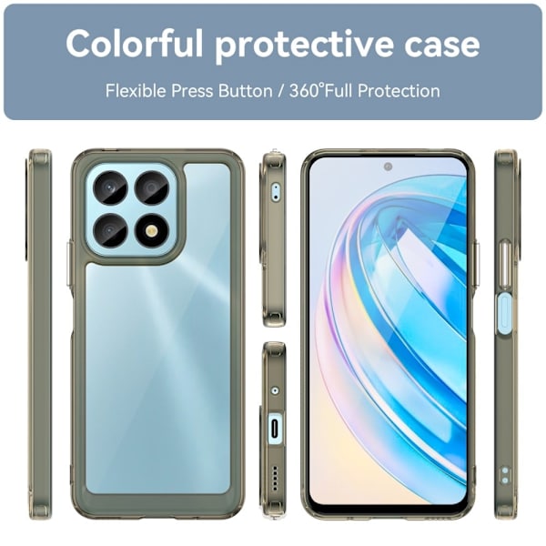 Honor X8a smart akryl cover - Gennemsigtig Grå Silver grey