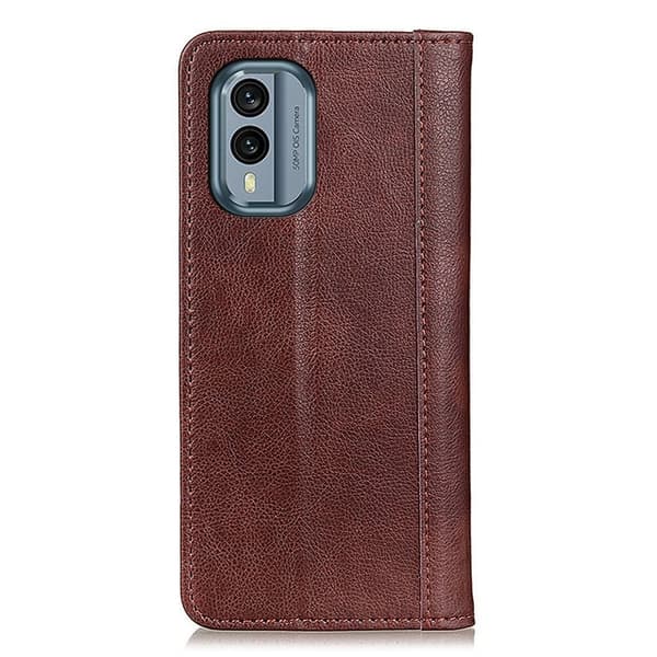 Ekte lærdeksel med magnetisk lukking for Nokia X30 - Brun Brown