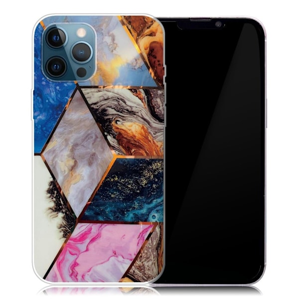 Marble iPhone 13 Pro Suojakotelo - Vibrant Marble Diamond Multicolor