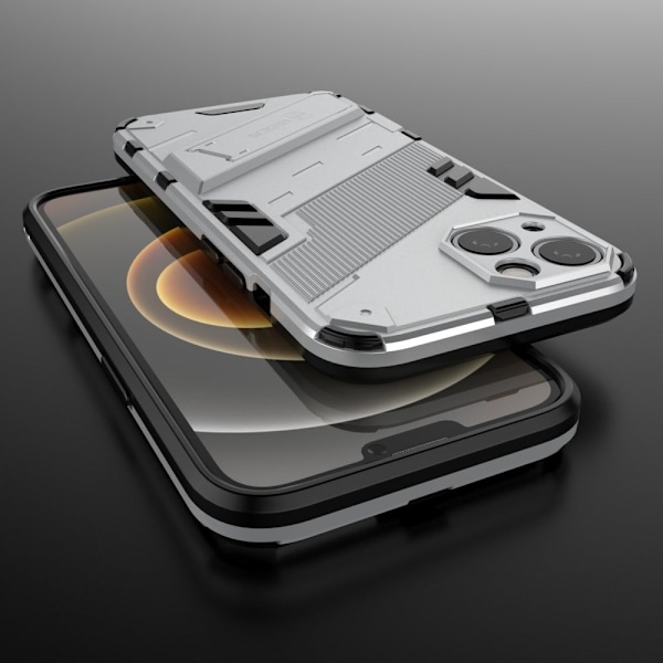 Kickstand Hybrid Dual Layer Hard Bumpresistent Soft Flexible stødsikkert Protective Case iPhone 13 6,1 tommer - Hvid White