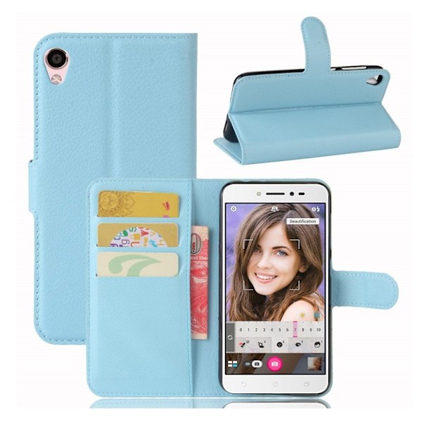 Asus ZenFone Live (ZB501KL) Læder etui i smart Litchi skind - Babyblå Blue