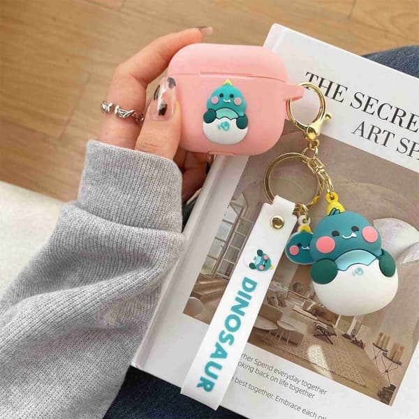 AirPods 3 skyddsfodral med söt dinosauriefigur - Rosa Rosa