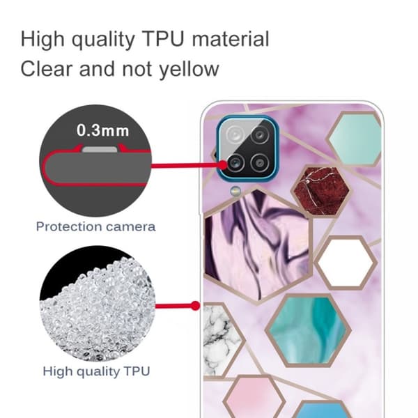 Marble Samsung Galaxy A42 5G Etui - Hexagon Fragments in Purple Multicolor