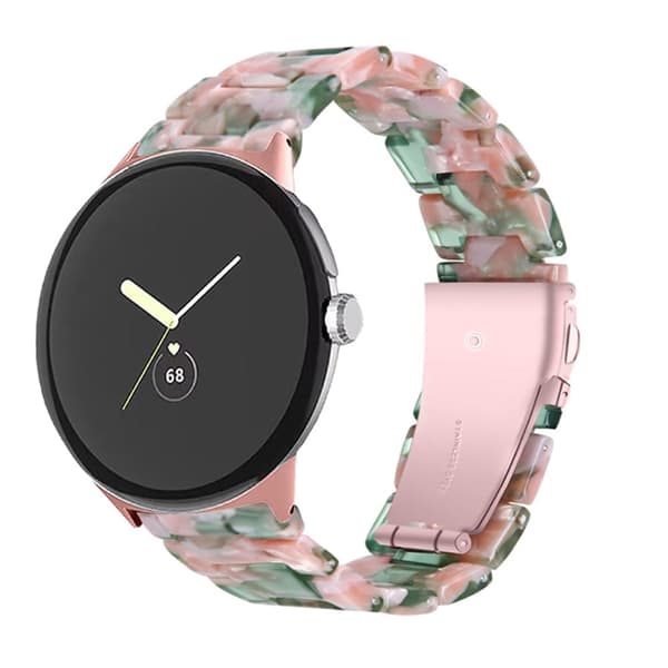 Google Pixel Watch lys klokkerem i harpiksstil - Rosa Grønn Miks Pink