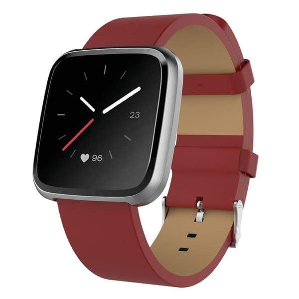Fitbit Blaze / Versa Lite / Versa naudannahkainen nahkaranneke - Punainen Red
