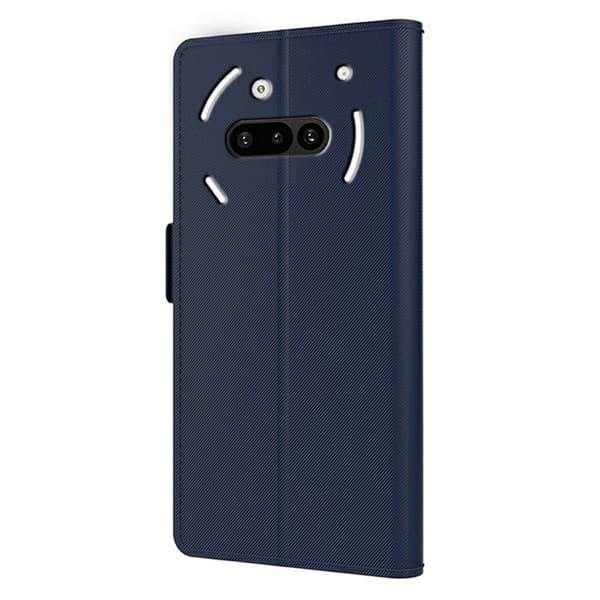 Nothing Phone (3a) Case Stand Vegansk Læder Phone Cover Kortholder Mirror - Blå Blue