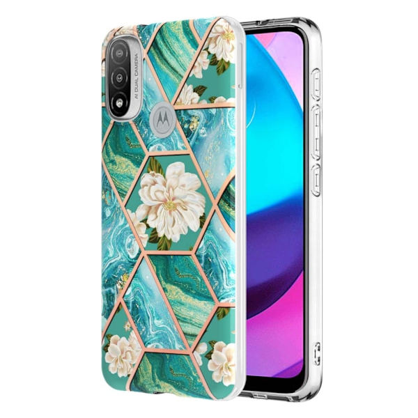 Marble Motorola Moto E30 / E40 / E20 Etui - Blåe Blomster Blue
