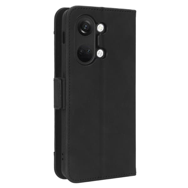 Stilfuldt Læder Etui med Pung til OnePlus Ace 2v - Sort Black