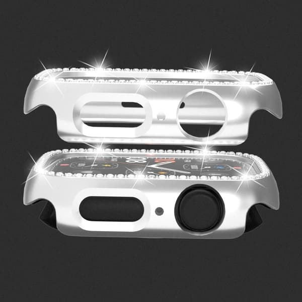 Apple Watch Series 4 / 5 / 6 / SE / SE (2022) 40mm Rhinestone Decor Hollow Out Electroplating Stöttålig Klockfodral - Silver Silvergrå