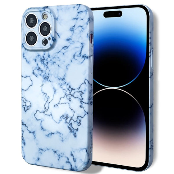 Marble iPhone 14 Pro Etui - Klinkekule Blå Blue