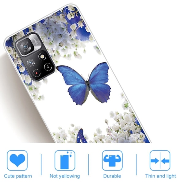 Deco Xiaomi Redmi Note 11T 5G / Note 11s 5g Etui - Blåe Sommerfugler Blue