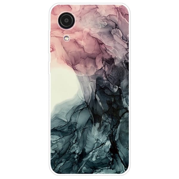 Marble Samsung Galaxy A03 Core Etui - Pale Pink og Grønn Klinkekule Multicolor