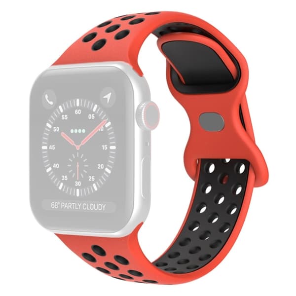 Apple Watch (45 mm) tofarvet silikone-urrem - Rød / Sort Størrelse: S / M Red