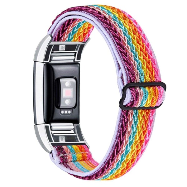 Fitbit Charge 2 elastisk urrem i nylon - Regnbue Multicolor
