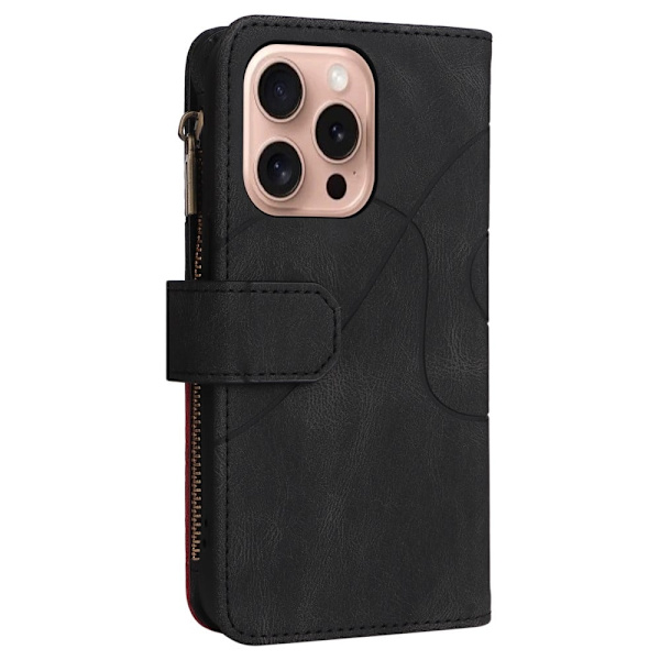 Teksturoitu nahkakotelo hihnalla iPhone 16 Pro - Musta Black