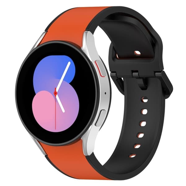 Samsung Galaxy Watch 5 / 4 / 3 dobbeltfarvet silikone urrem - Orange / Sort Orange