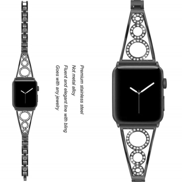 Apple Watch Series 5 44mm Rhinsten dekorations rustfrit stål Urr Black