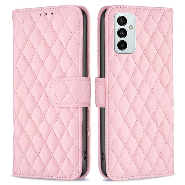 Matt Samsung Galaxy M23 fodral med rombmönster - Rosa Rosa