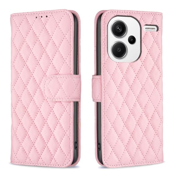 Matt Xiaomi Redmi Note 13 Pro Plus fodral med rombmönster - Rosa Rosa