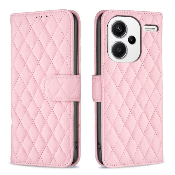 Rombemønster, matt flip-deksel for Xiaomi Redmi Note 13 Pro Plus - Rosa Pink