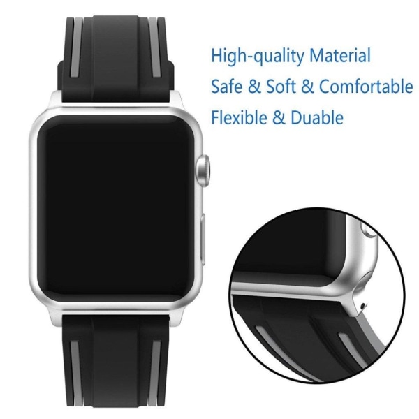 Apple Watch 42mm tofarvet silikone Urrem - Sort / Grå Black