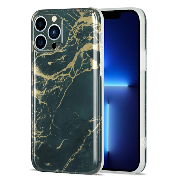 Marble iPhone 13 Pro Max Etui - Svartgrønn Green