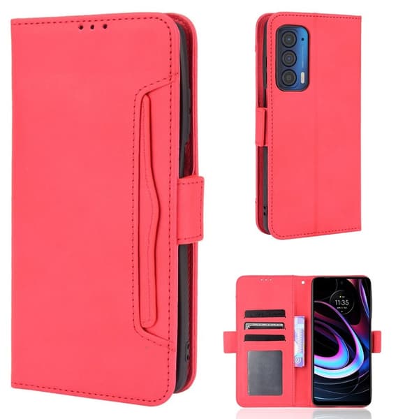 Modern-styled Læder Pung Etui til Motorola Edge (2021) - Rød Red