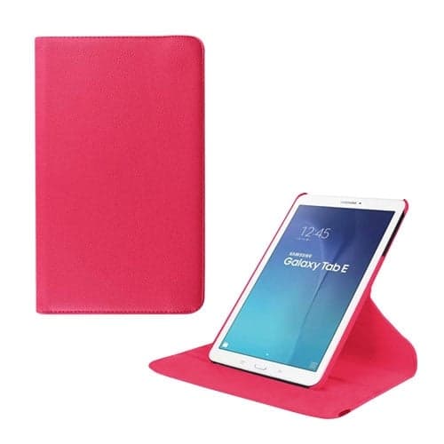 Jessen Samsung Galaxy Tab E 9.6 lær etui med roterende bak stativ.  Varm Rosa Pink