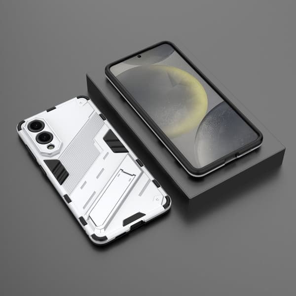Samsung Galaxy S25 Edge Case PC + fleksibelt støtsikkert telefondeksel med kickstand - Hvit White