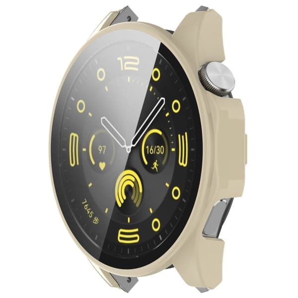 Honor Watch 4 Pro Watch Case Full Coverage Protective Cover with Tempered Glass Screen Film - Ivory White Vit